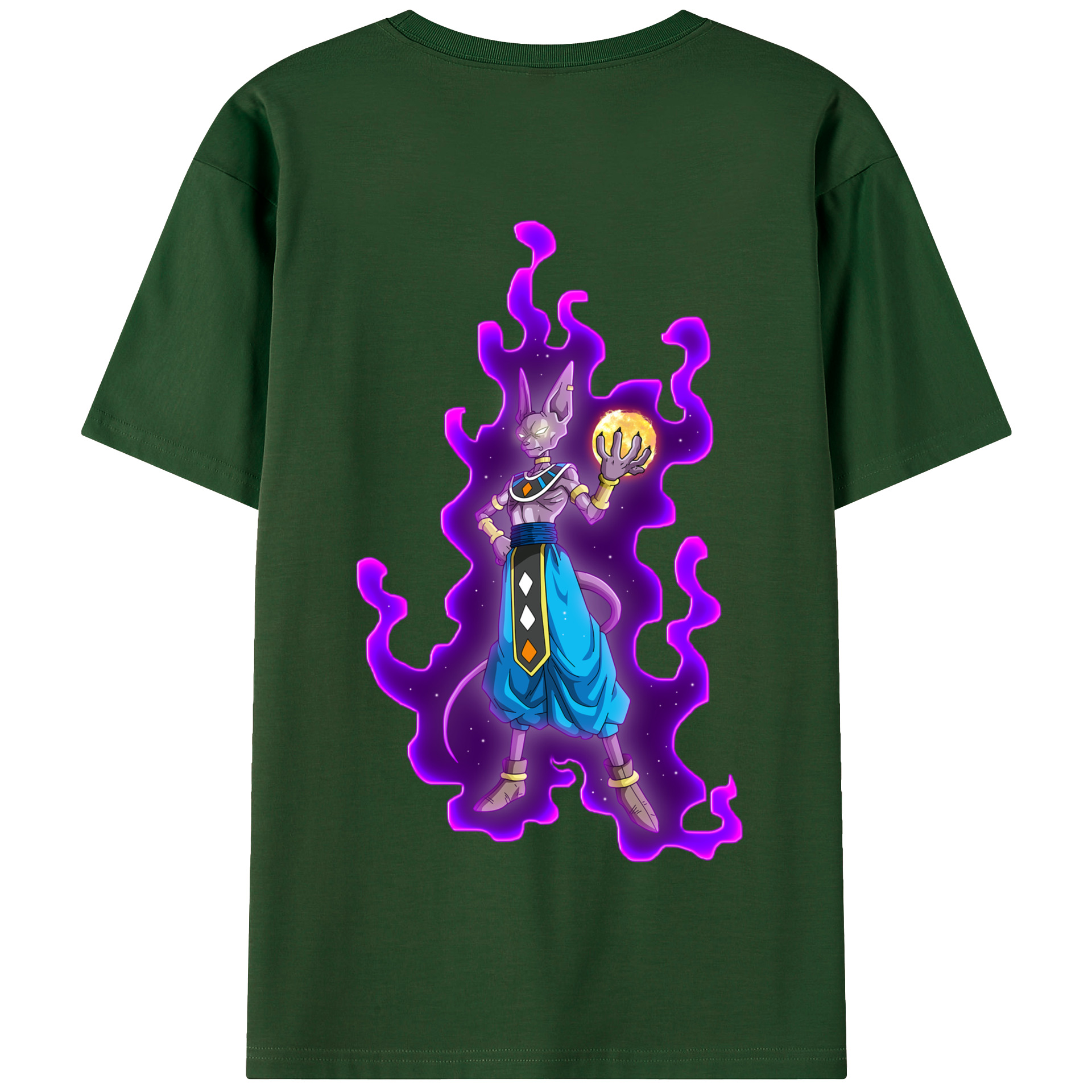 （画像用） ドラゴンボール ビルス 破壊神ビルス DRAGON BALL Beerus Birusu 綿100％半袖Tシャツ（背面プリント）